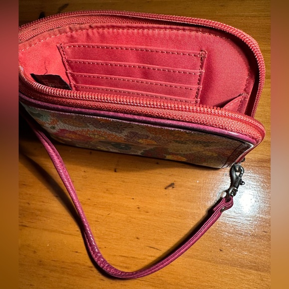 Bright Boho Flowers Leather Fossil Wristlet with Detachable Strap - Picture 7 of 12